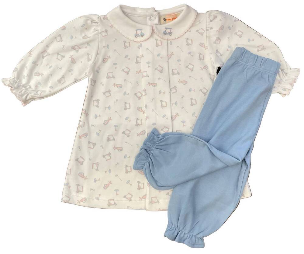 NEW LUIGI KIDS girl's golf carts embroidered bloomer set in pink/blue